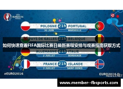 如何快速查看FIFA国际比赛日最新赛程安排与观赛指南获取方式 如何快速查看FIFA国际比赛日最新赛程安排与观赛指南获取方式